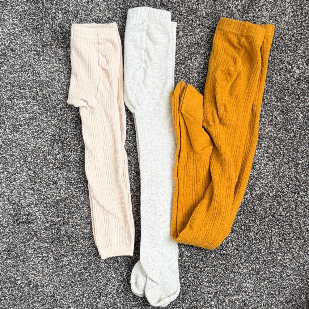 Cozy Kids Cable Knit Tights - Cream, White, and Tan